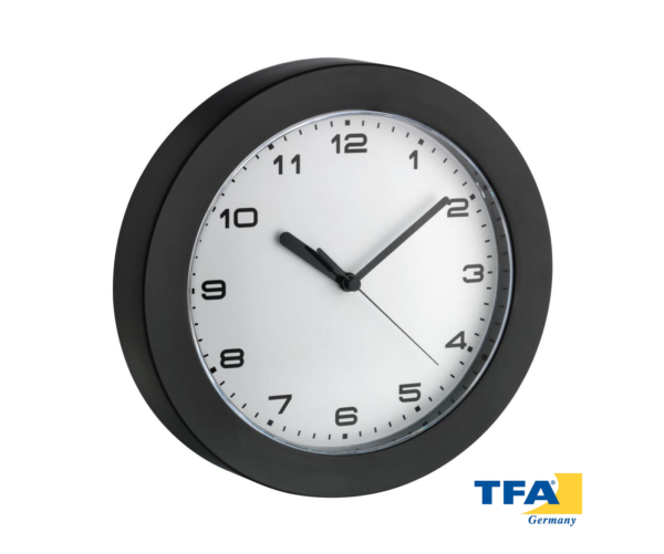 Reloj analógico de pared TFA, marco negro 60.3022.01