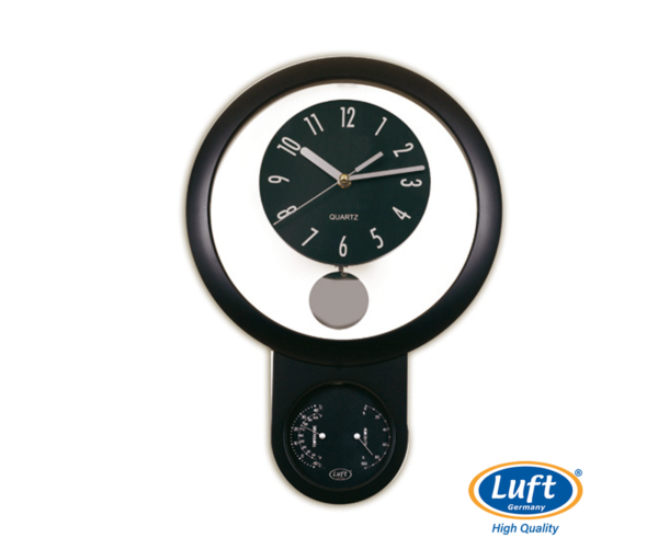 Reloj con termohigrómetro y péndulo NEGRO RPW052N