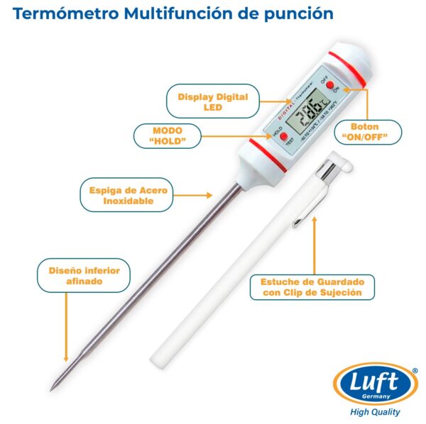 Termómetro de punción con espiga de acero inoxidable 264CSTEM133 - Imagen 2