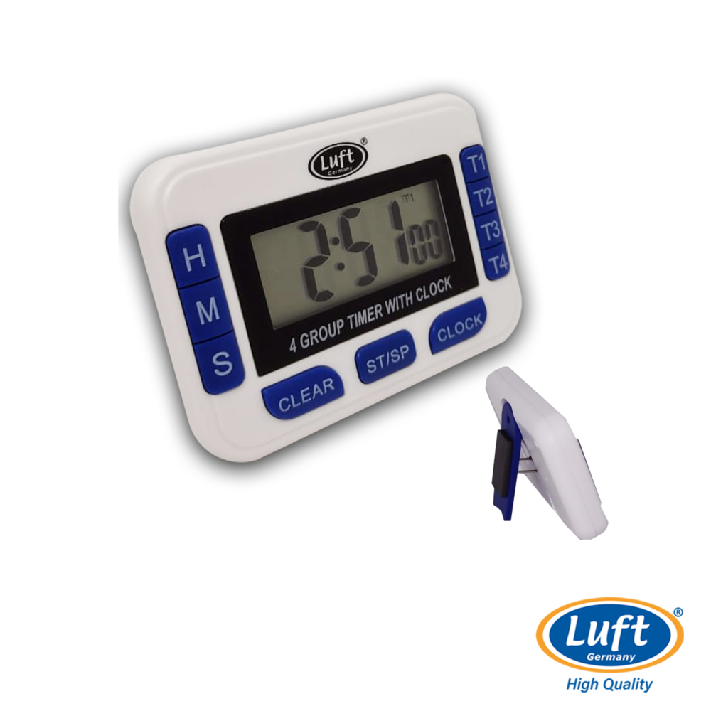 Cuadruple timer digital con reloj TI250