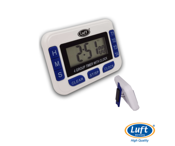 Cuadruple timer digital con reloj TI250