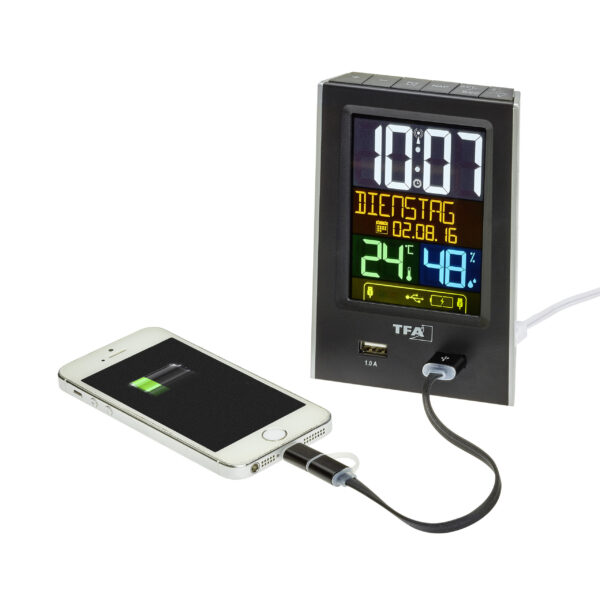 Reloj despertador digital con función de carga USB  60.2537.01 - Imagen 3