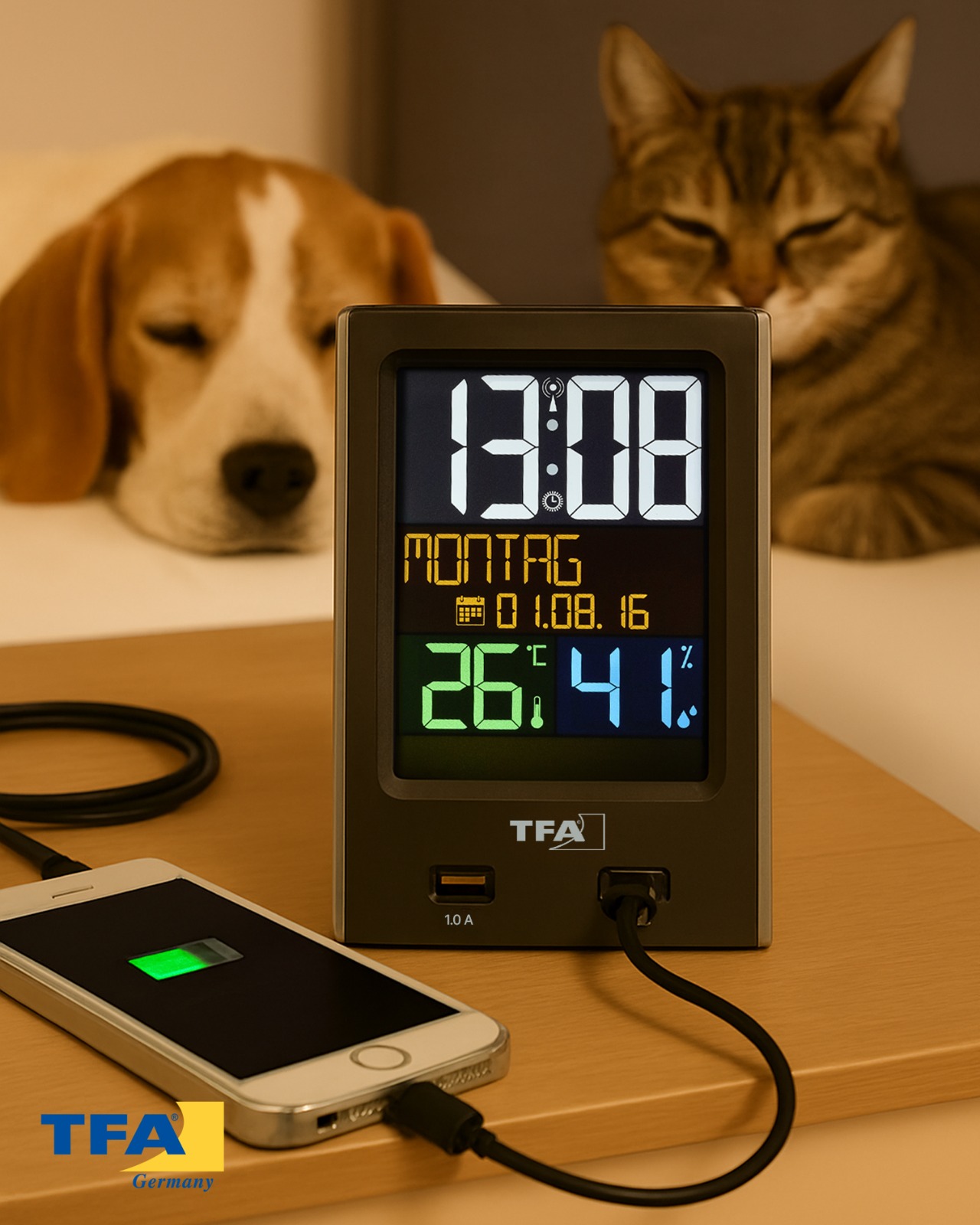 Reloj despertador digital con función de carga USB 60.2537.01 - Image 6