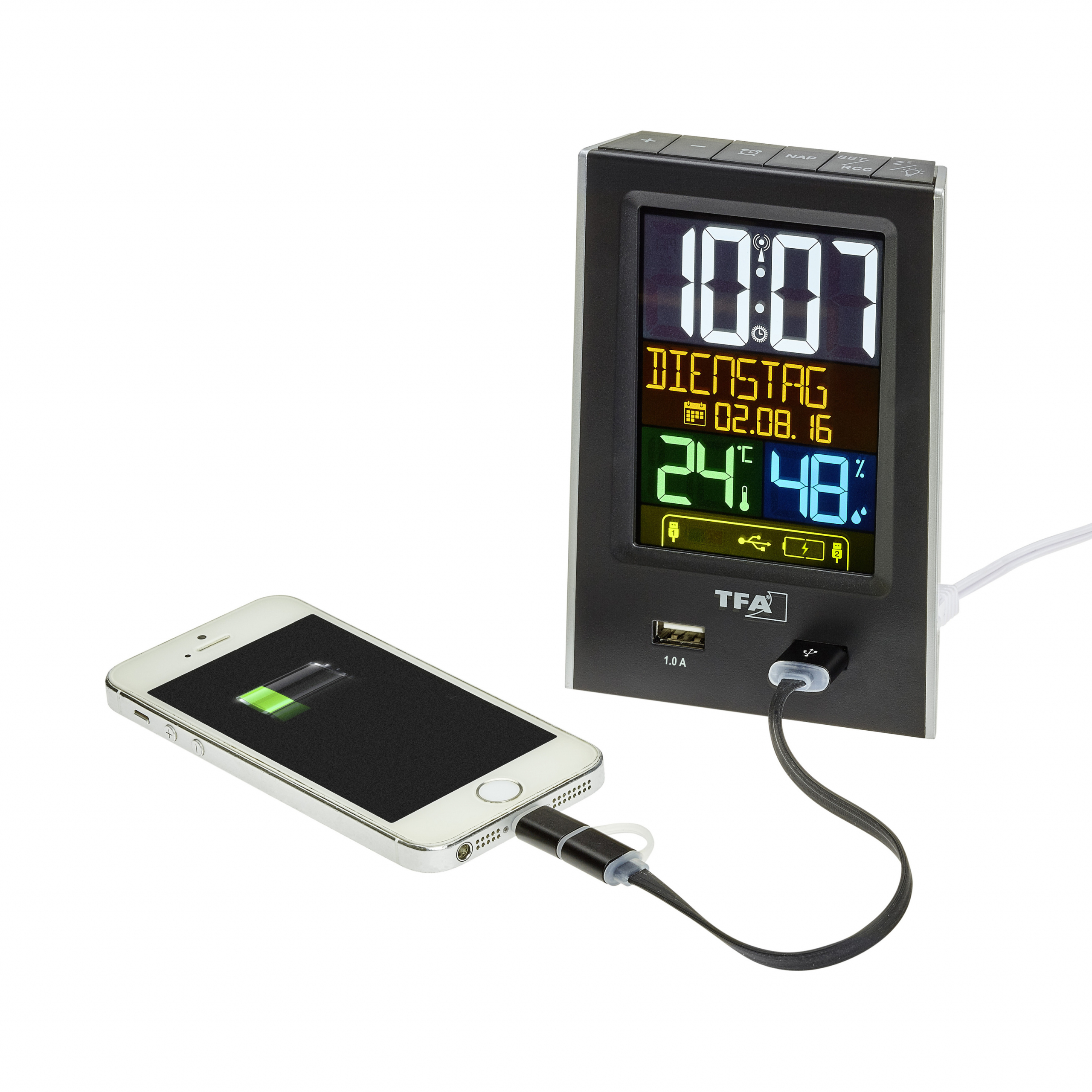 Reloj despertador digital con función de carga USB 60.2537.01 - Image 3
