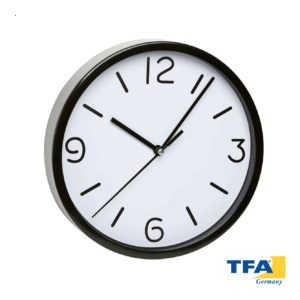 Reloj de pared analógico TFA, marco negro 60.3033.01